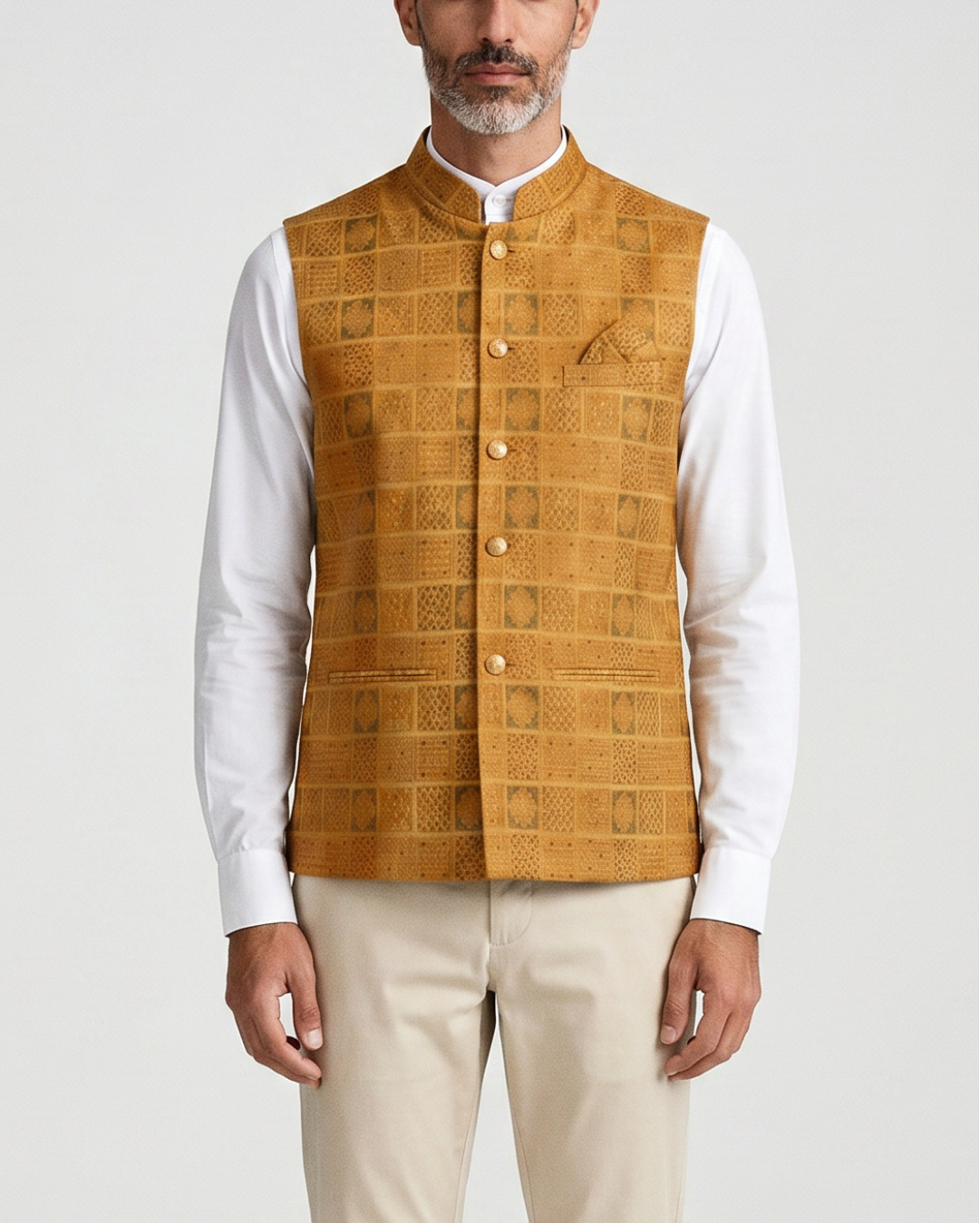 Surya Orange Mens Indian Waistcoat