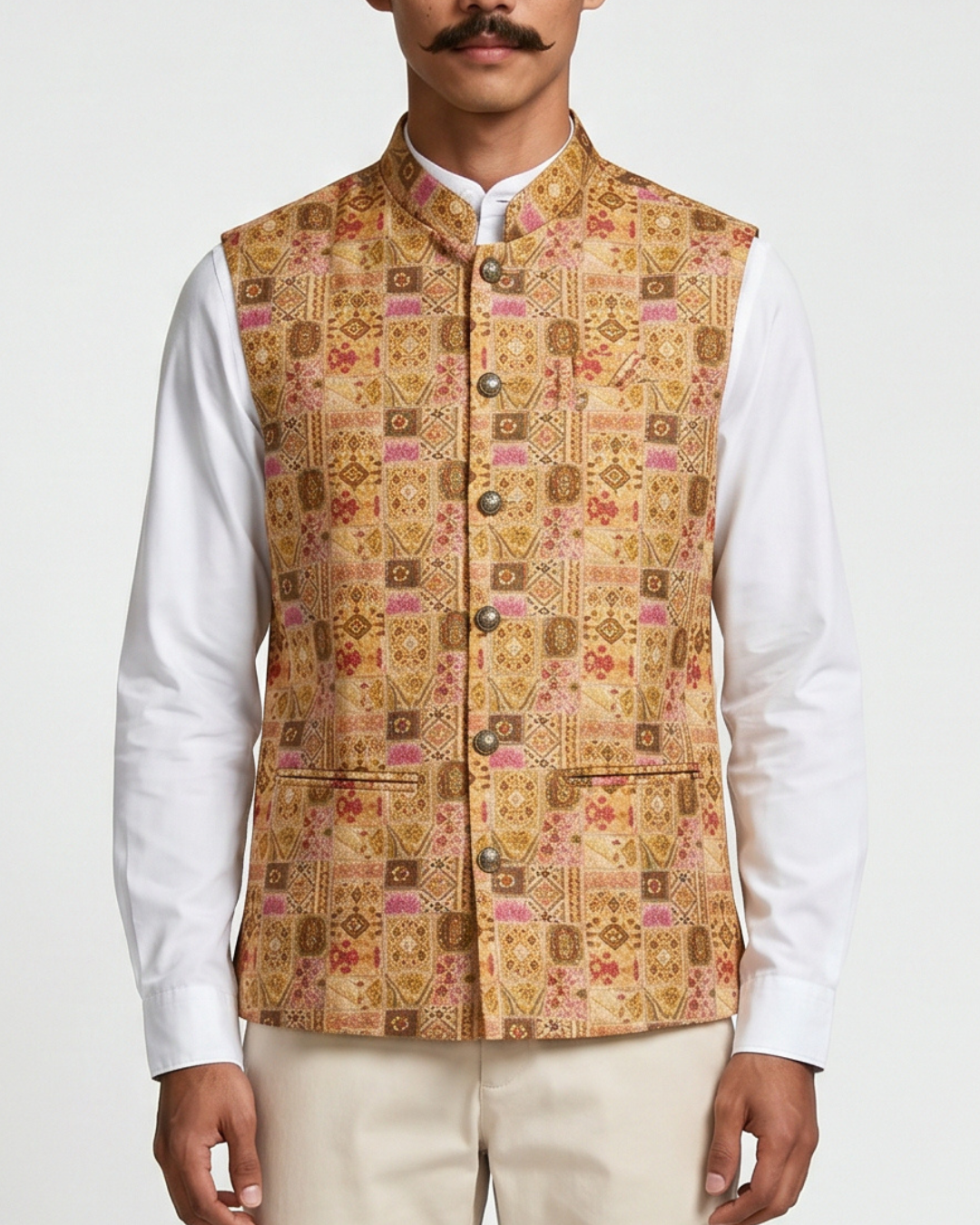 Naksha Saffron Nehru Jacket