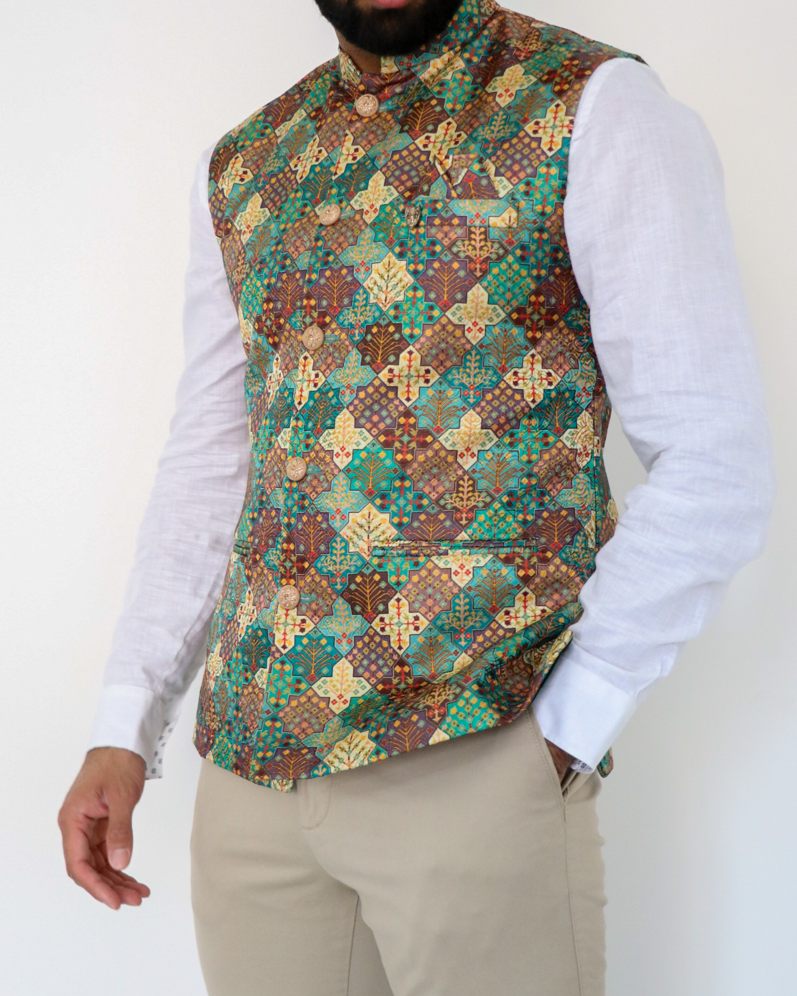 Retro Green Nehru Jacket