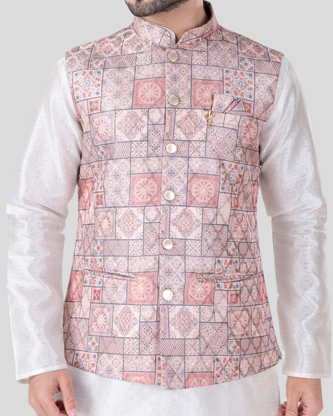 Mauve Frame Nehru Jacket