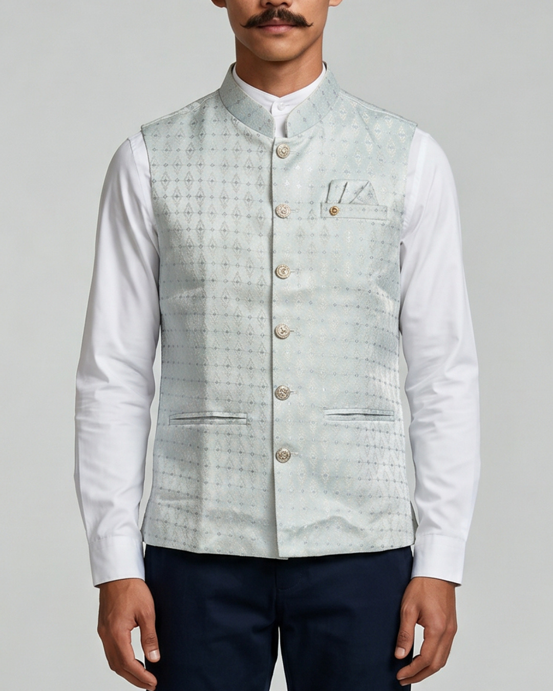 Jaal Ice Blue Nehru Jacket