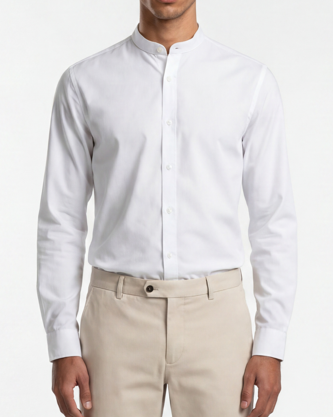 Classic White Grandad Collar Shirt