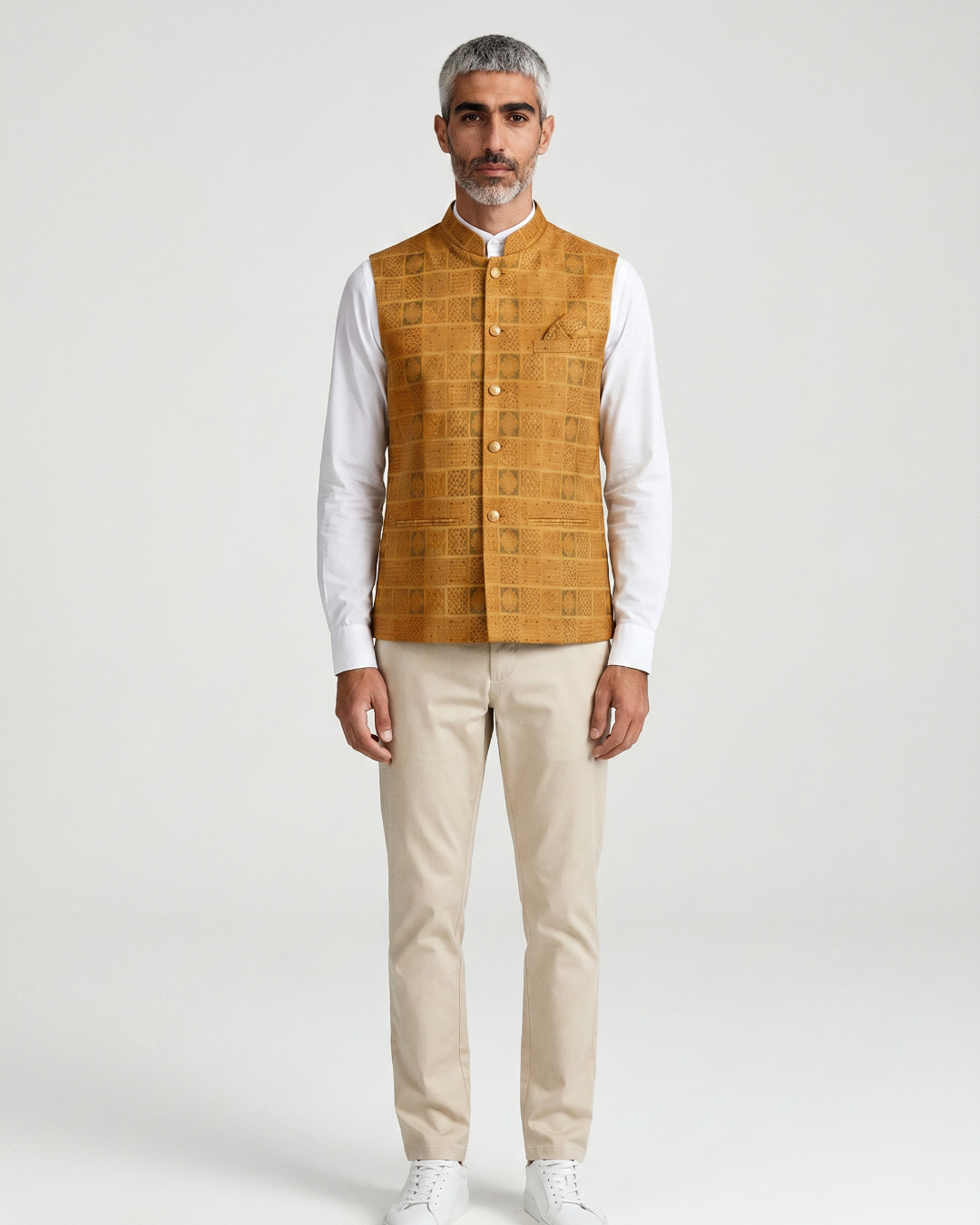 Surya Orange Mens Indian Waistcoat