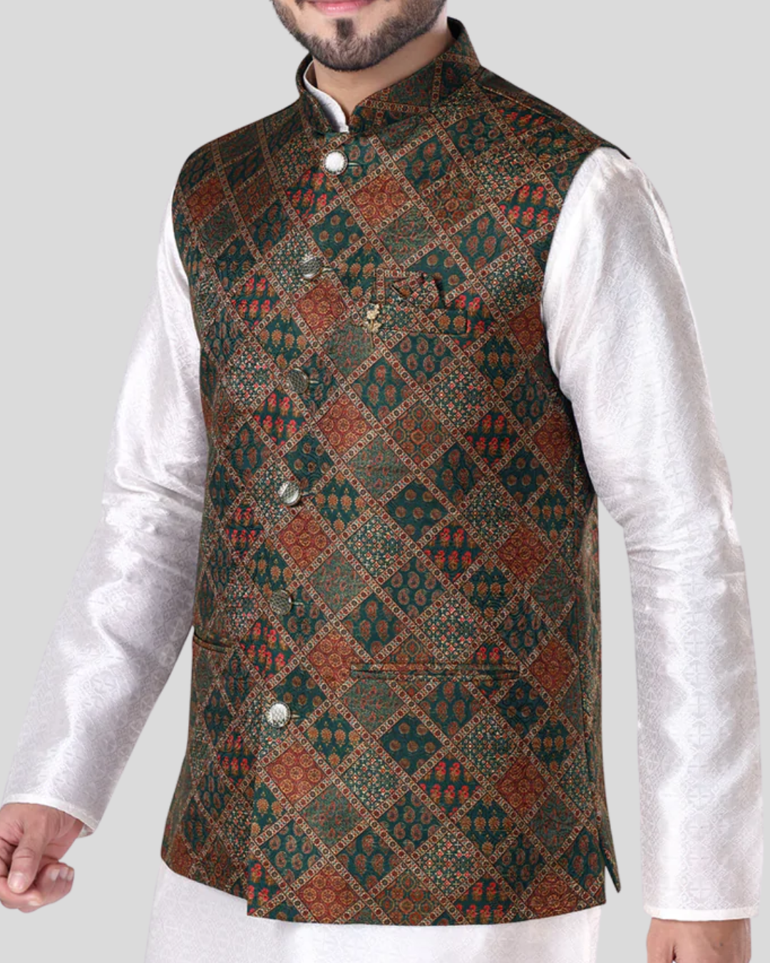 Teal Mirage Nehru Jacket