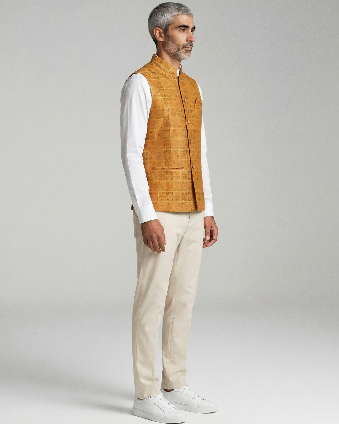 Surya Orange Mens Indian Waistcoat