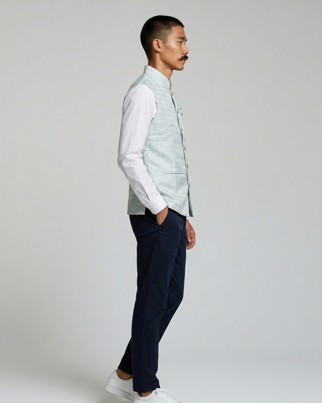Jaal Ice Blue Nehru Jacket