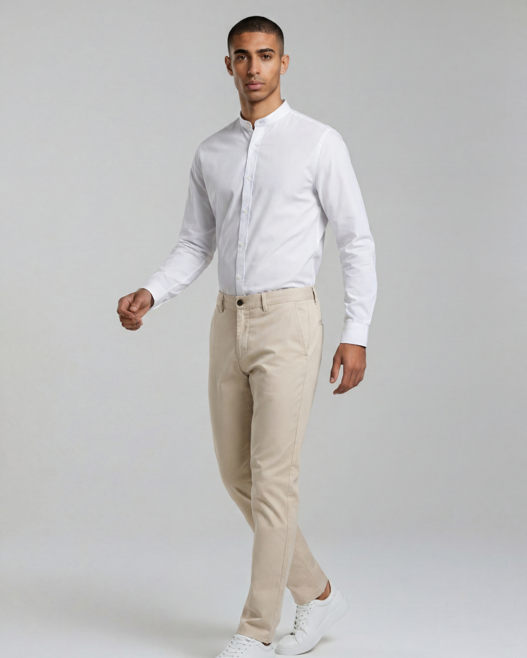 Classic White Grandad Collar Shirt