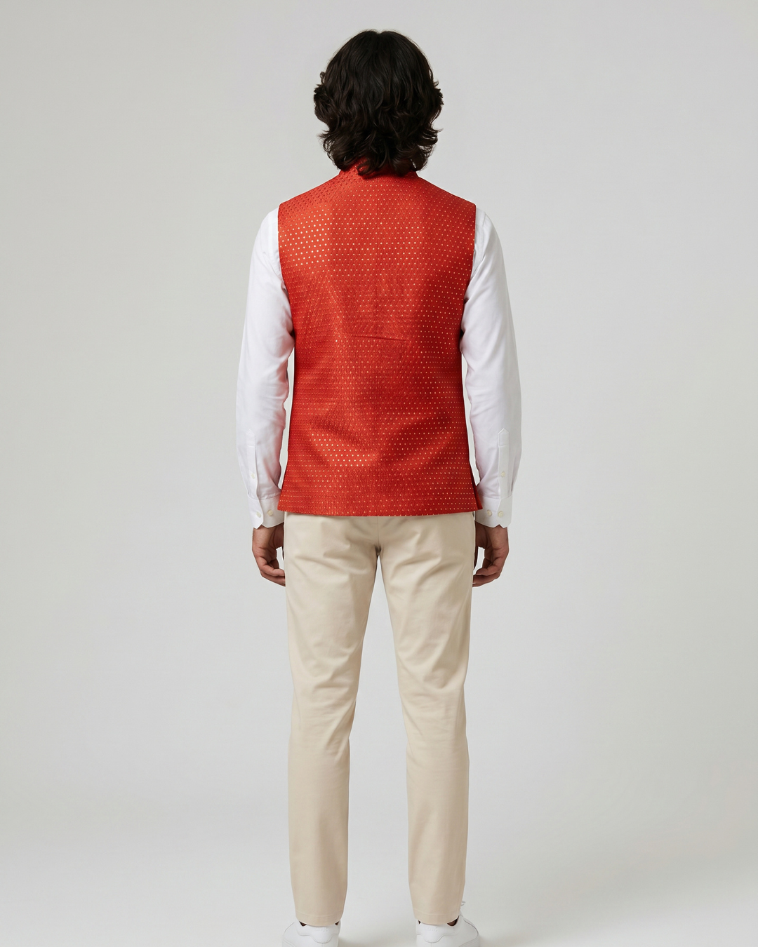 Maharaja Red Mens Indian Waistcoat