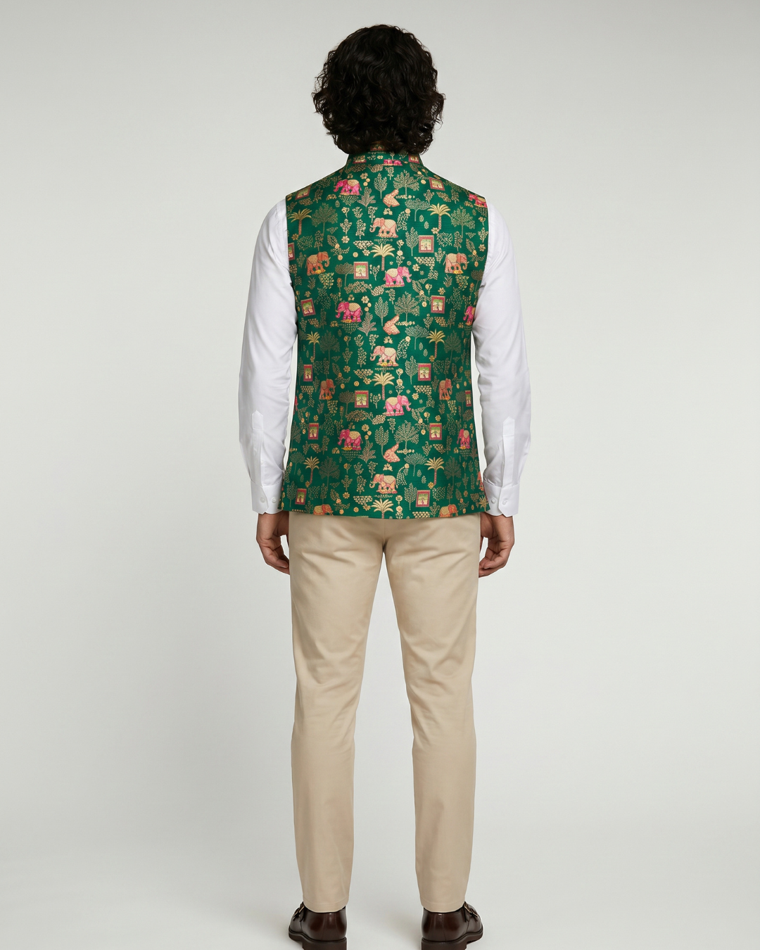 Haathi Forest Green Mens Indian Waistcoat
