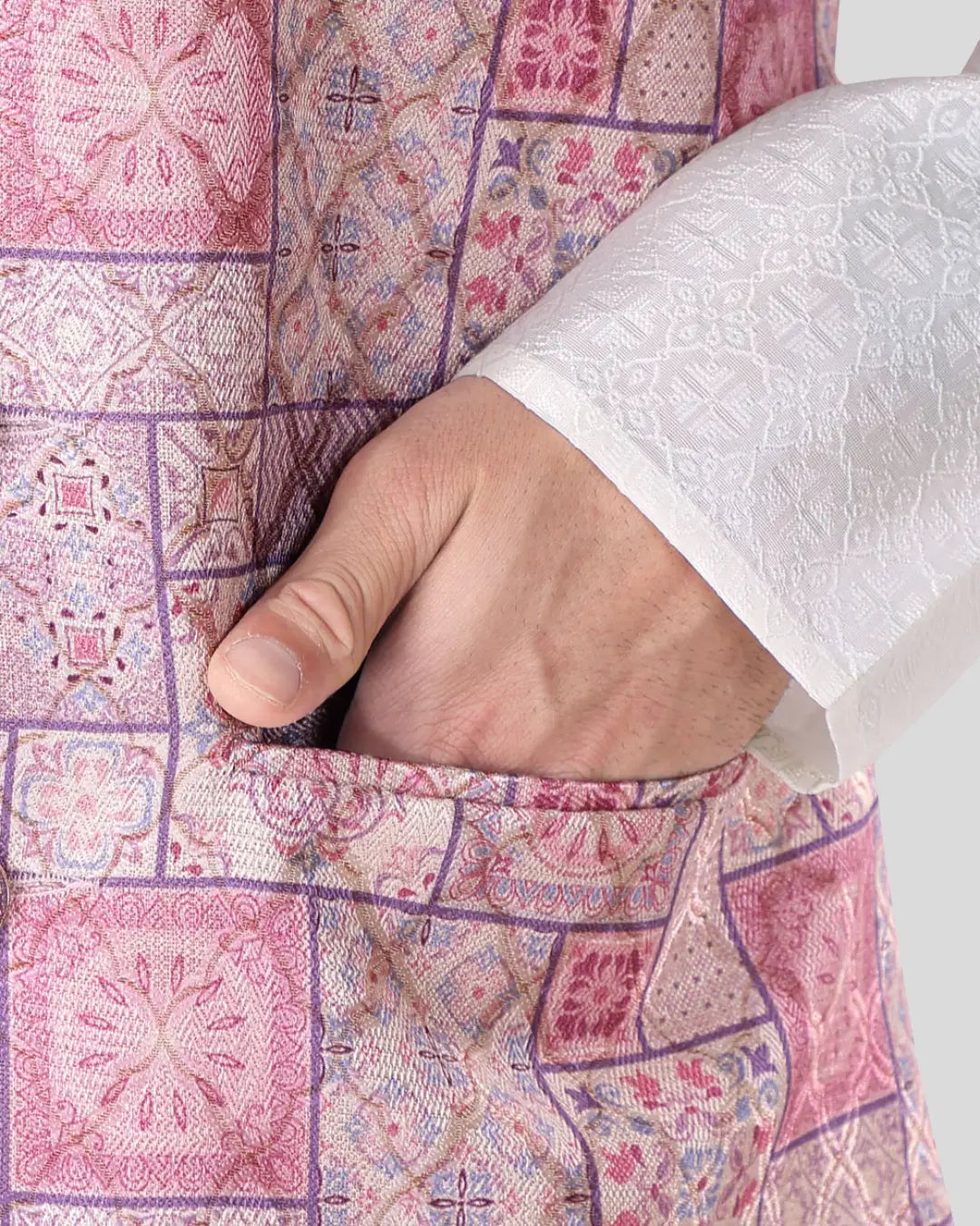 Plum Frame Printed Mens Indian Waistcoat Indicoat