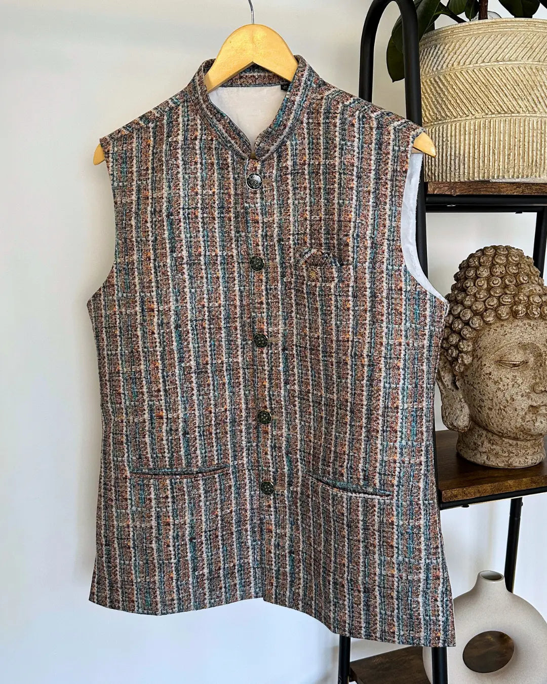 Boucle Blue Mens Indian Waistcoat Indicoat