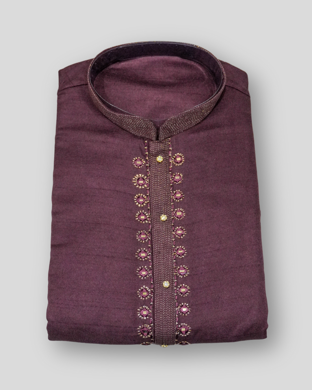 Embroidered Plum Kurta