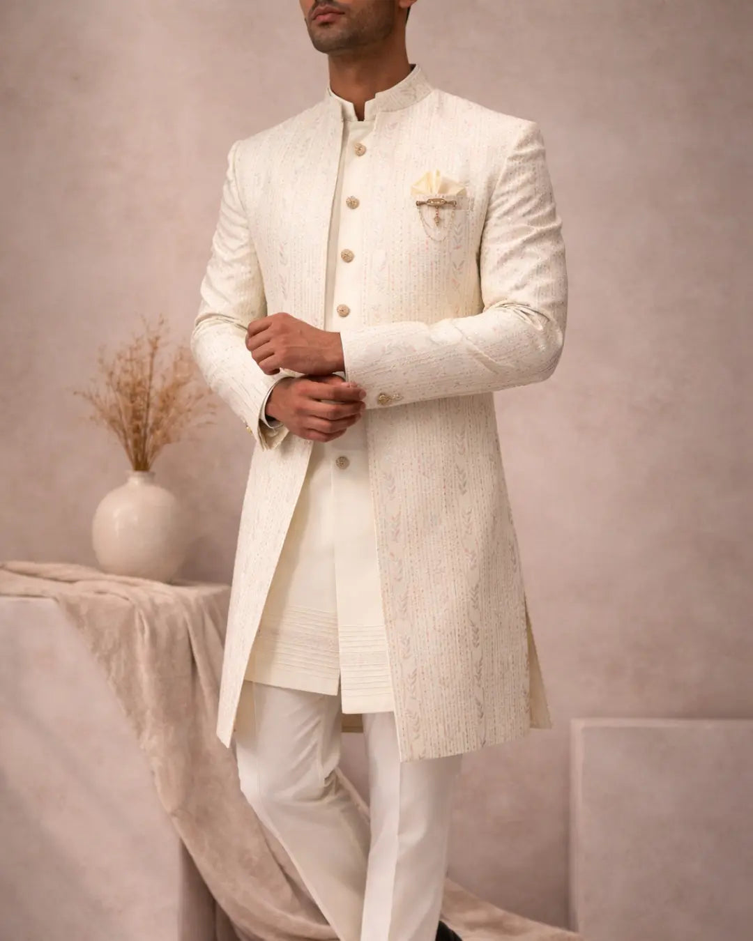 Pastel Paradise Three Piece Sherwani Indicoat