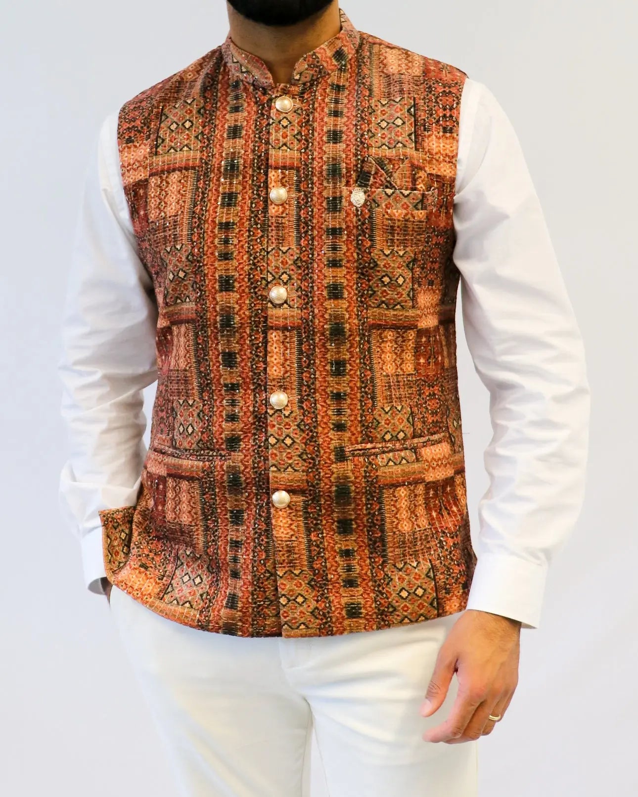 Light Mosaic Mens Indian Waistcoat Indicoat