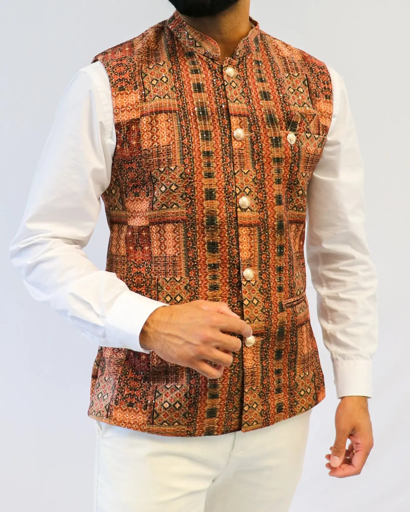 Light Mosaic Mens Indian Waistcoat Indicoat