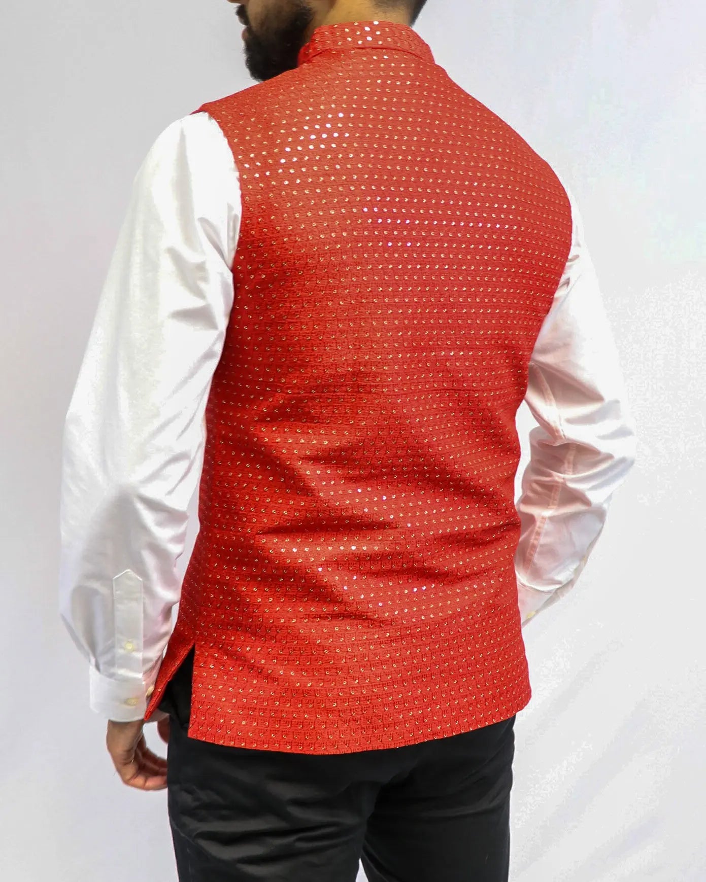 Maharaja Red Mens Indian Waistcoat Indicoat