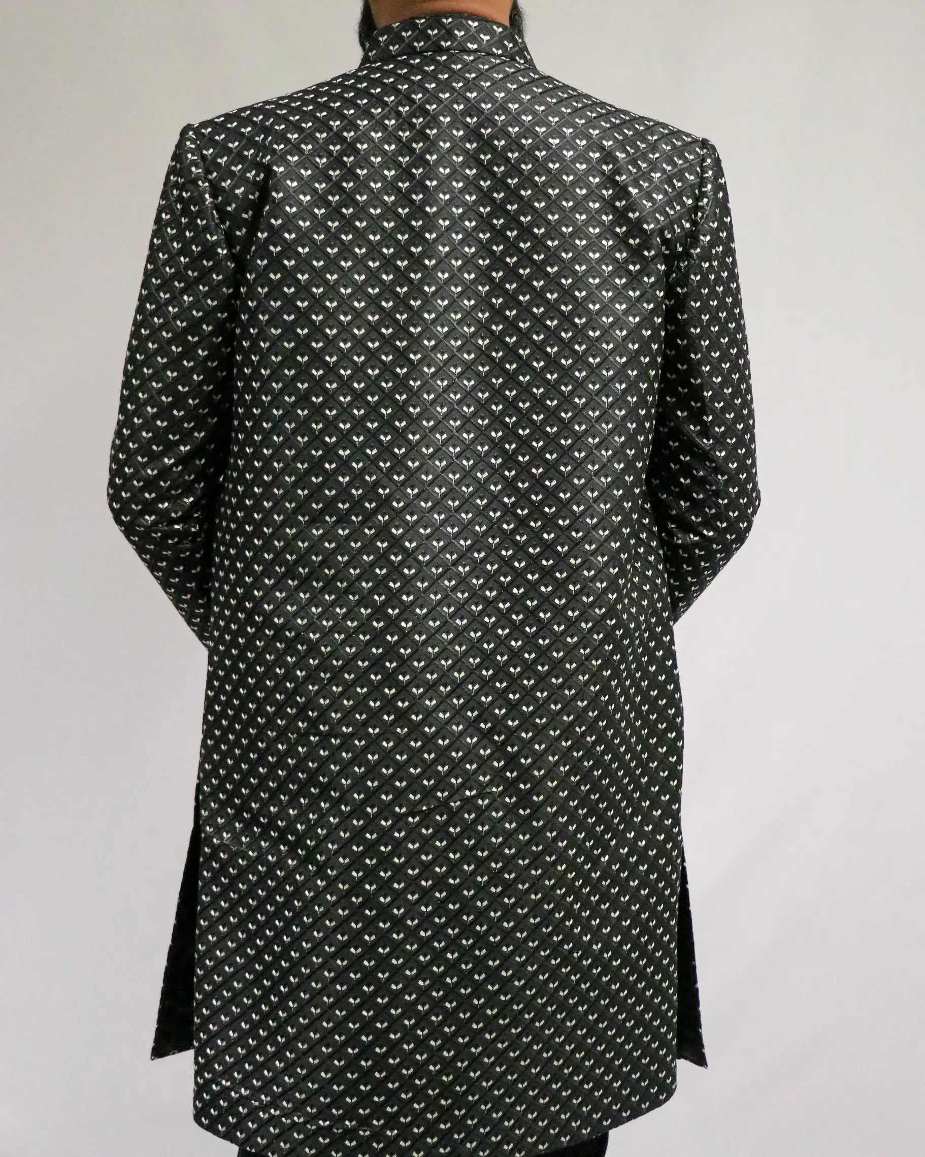 Majestic Black Three Piece Sherwani Indicoat