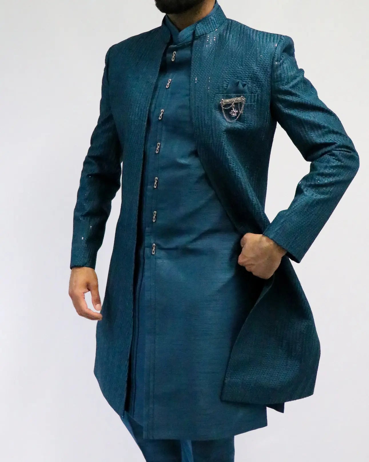 Emerald Three Piece Sherwani Indicoat