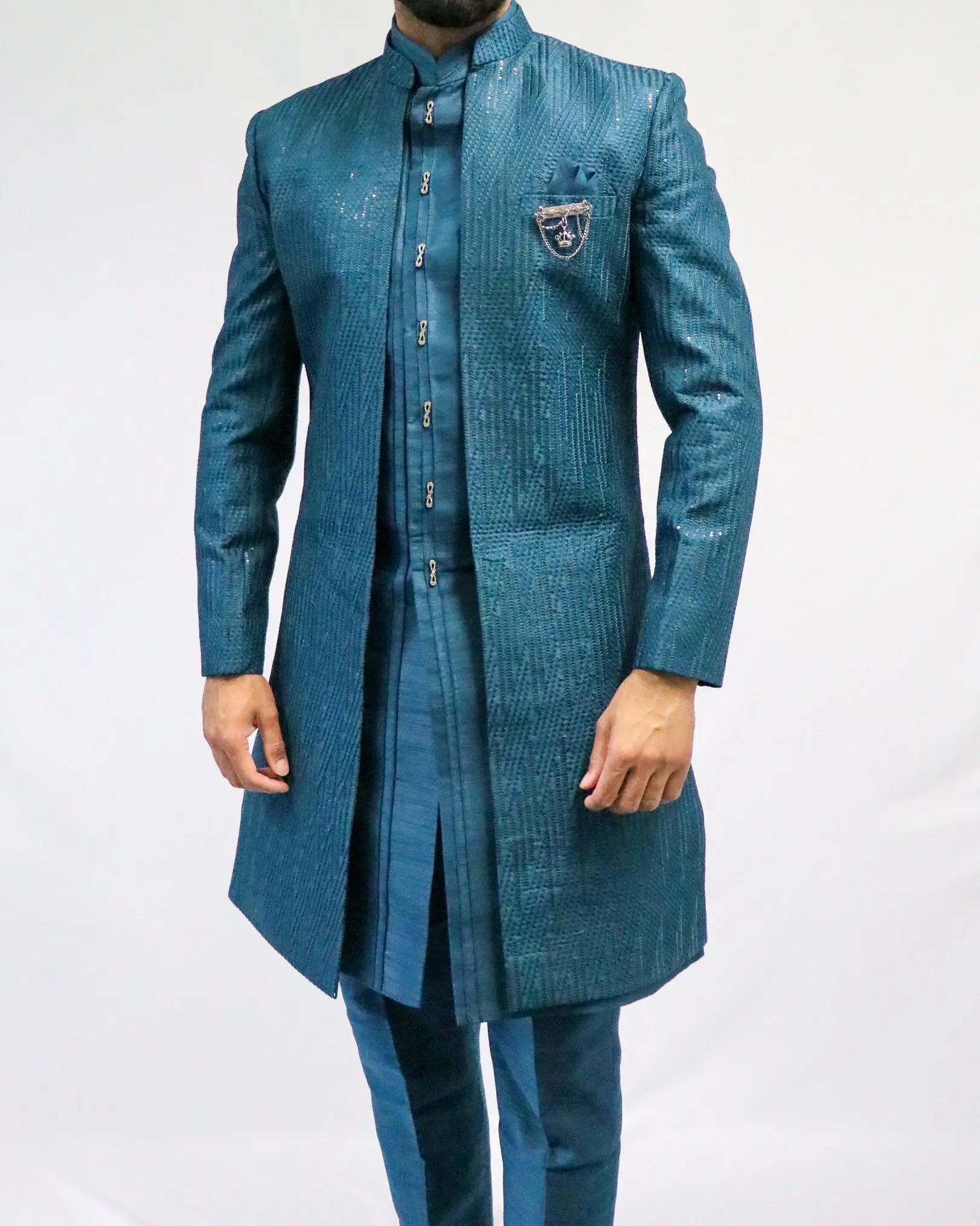 Emerald Three Piece Sherwani Indicoat