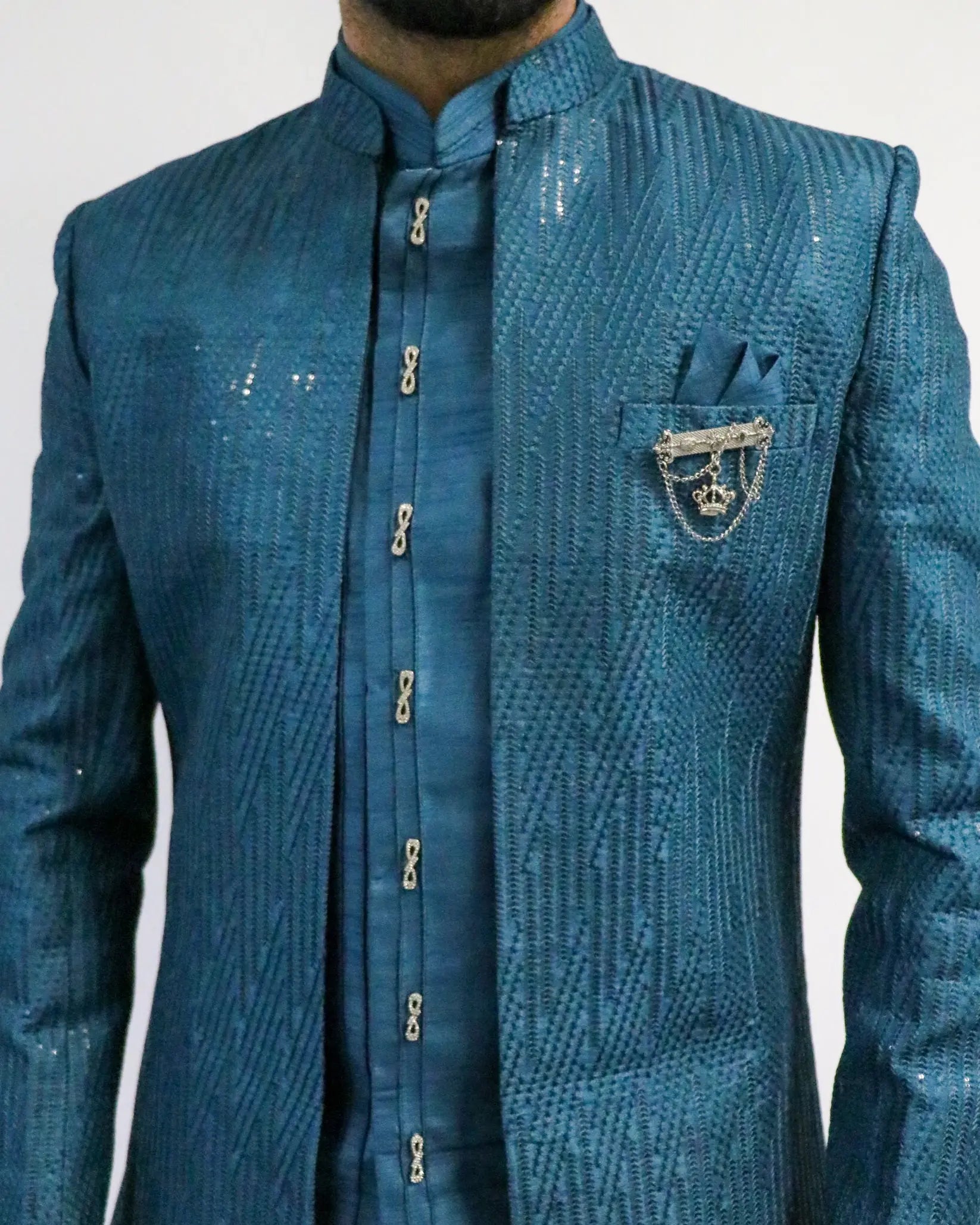 Emerald Three Piece Sherwani Indicoat