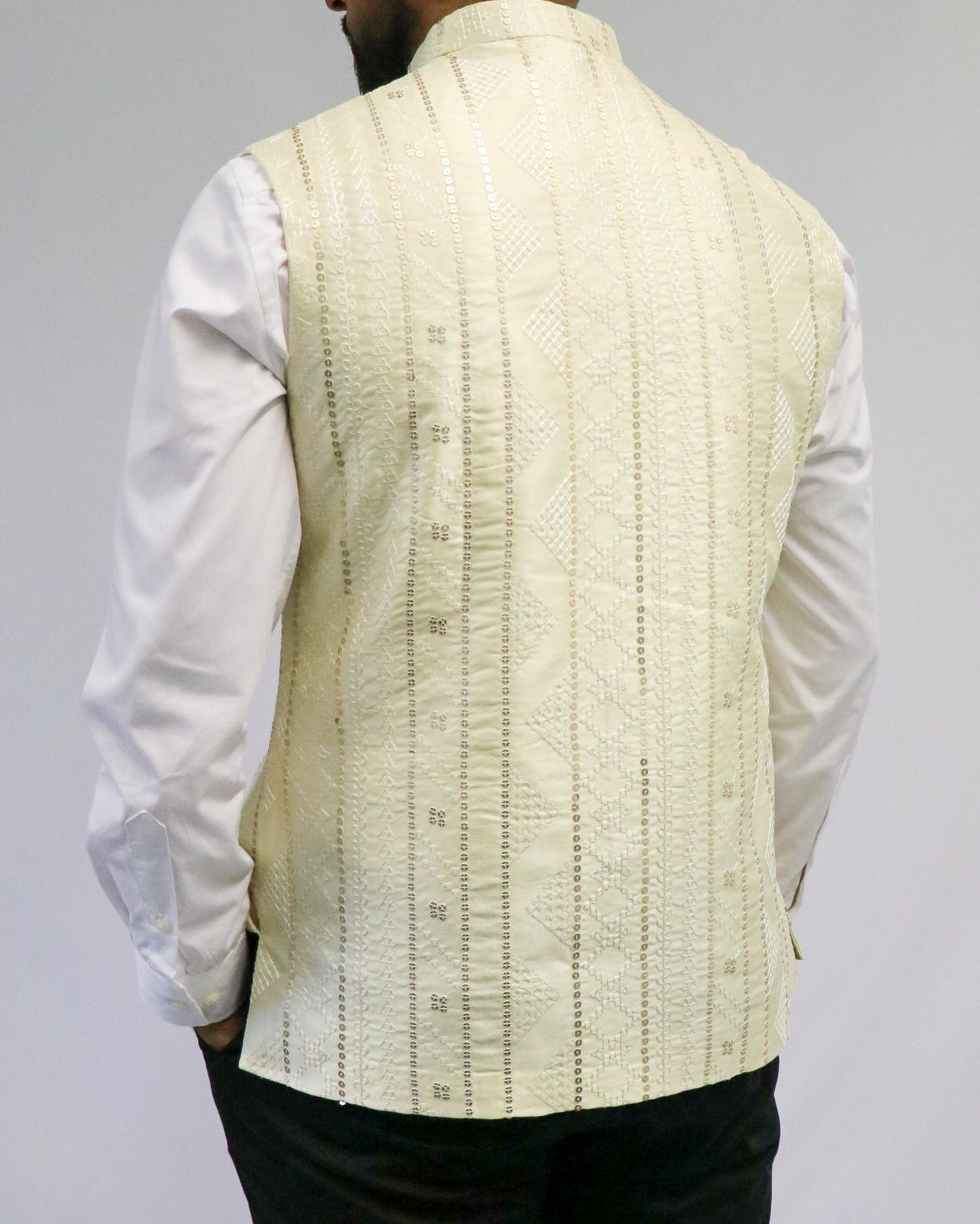 Sequin Ivory Nehru Jacket