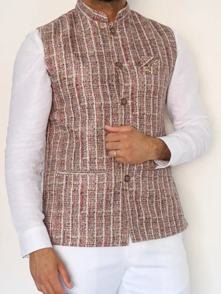 Boucle Pink Mens Indian Waistcoat Indicoat