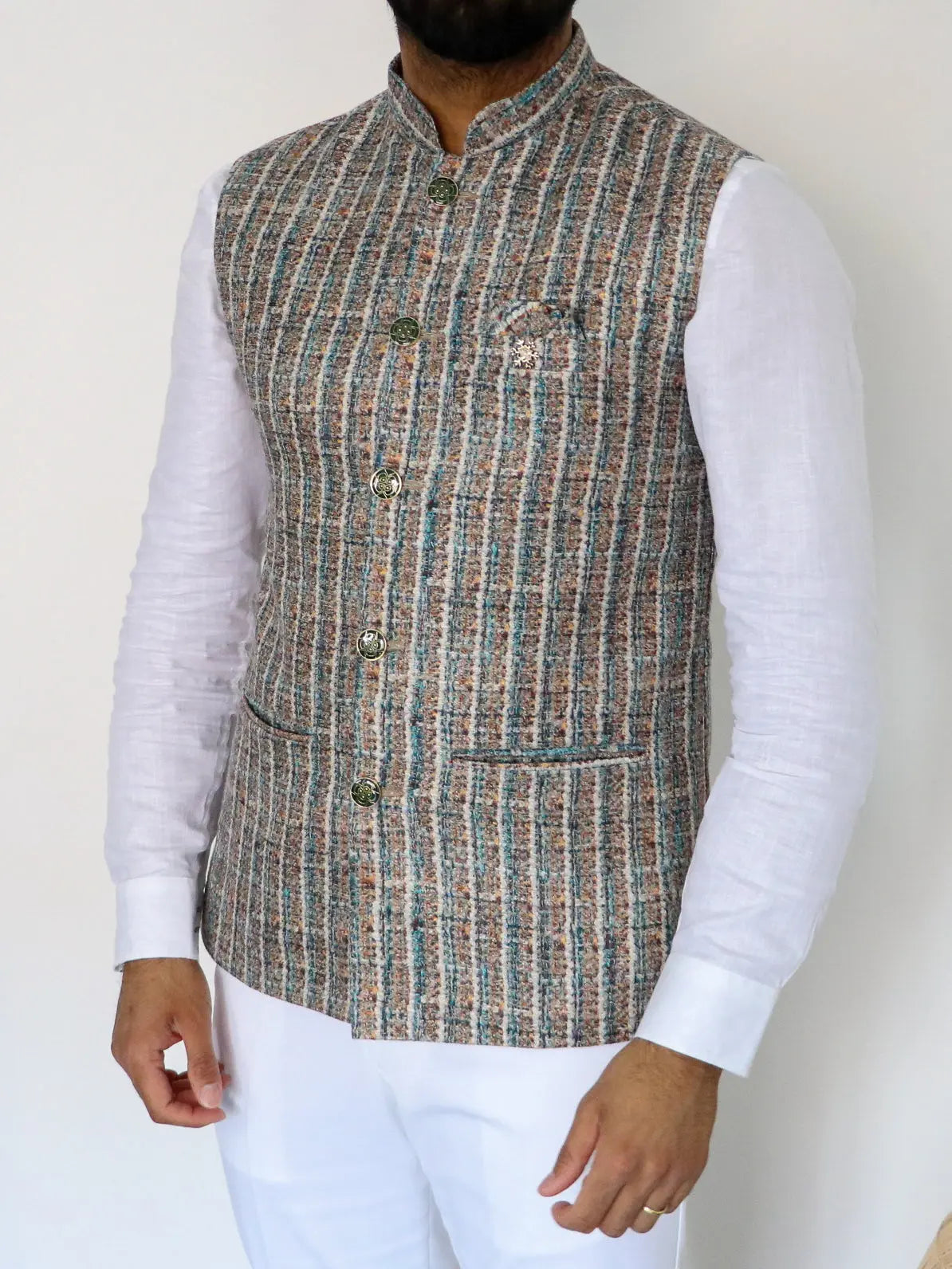 Boucle Blue Mens Indian Waistcoat Indicoat
