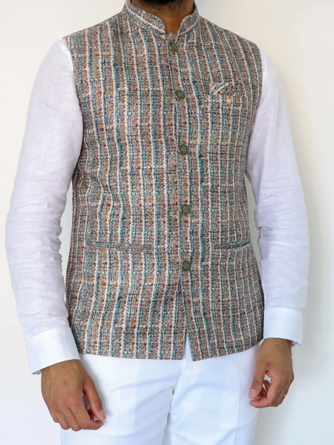 Boucle Blue Mens Indian Waistcoat Indicoat