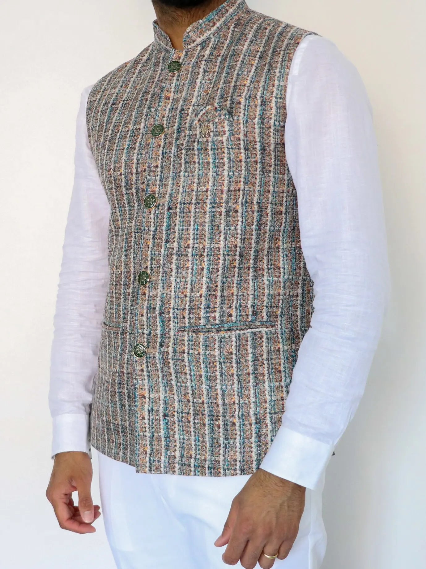 Boucle Blue Mens Indian Waistcoat Indicoat