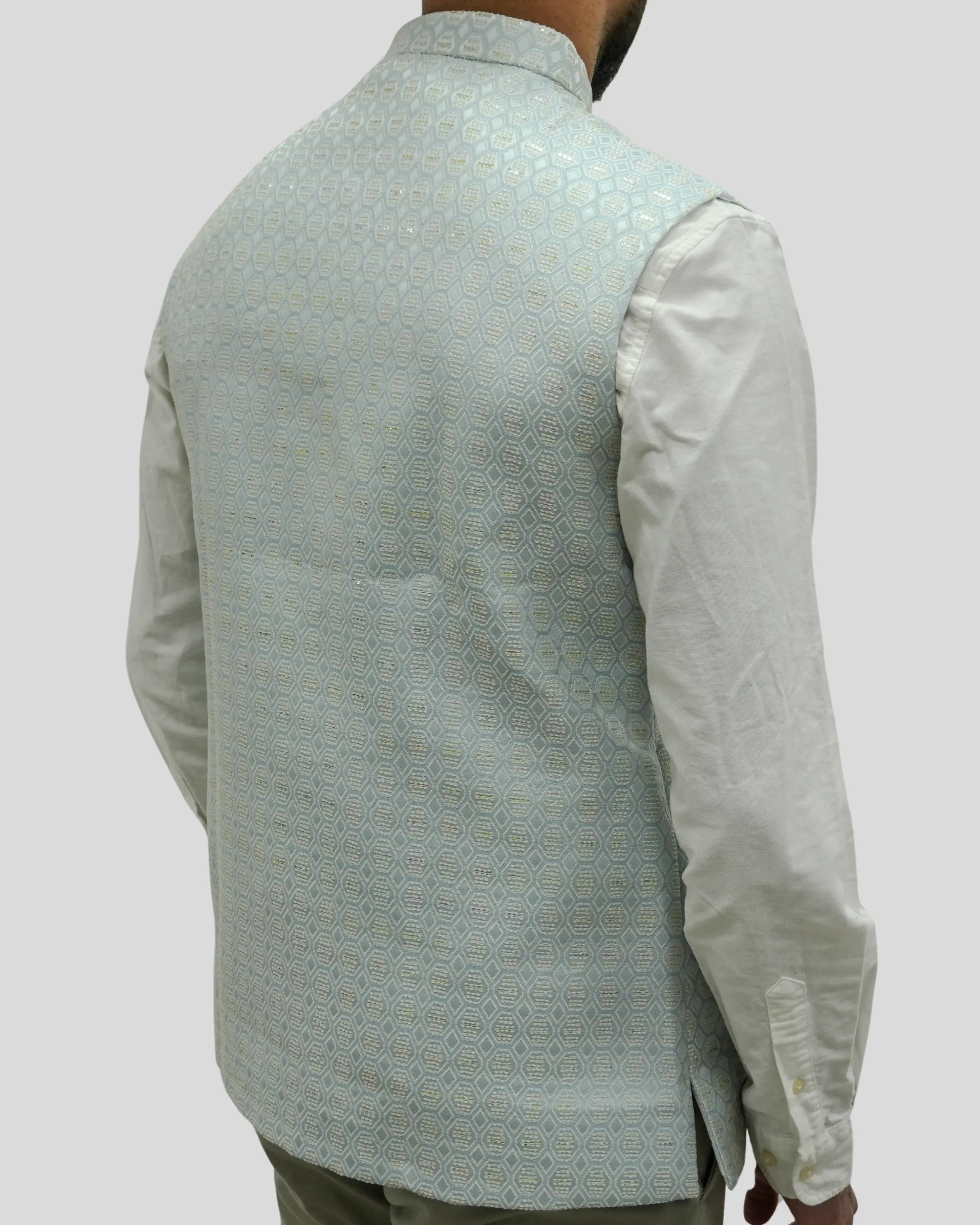 Pastel Blue Mens Indian Waistcoat Indicoat