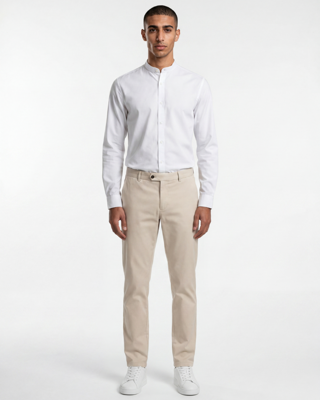 Classic White Grandad Collar Shirt