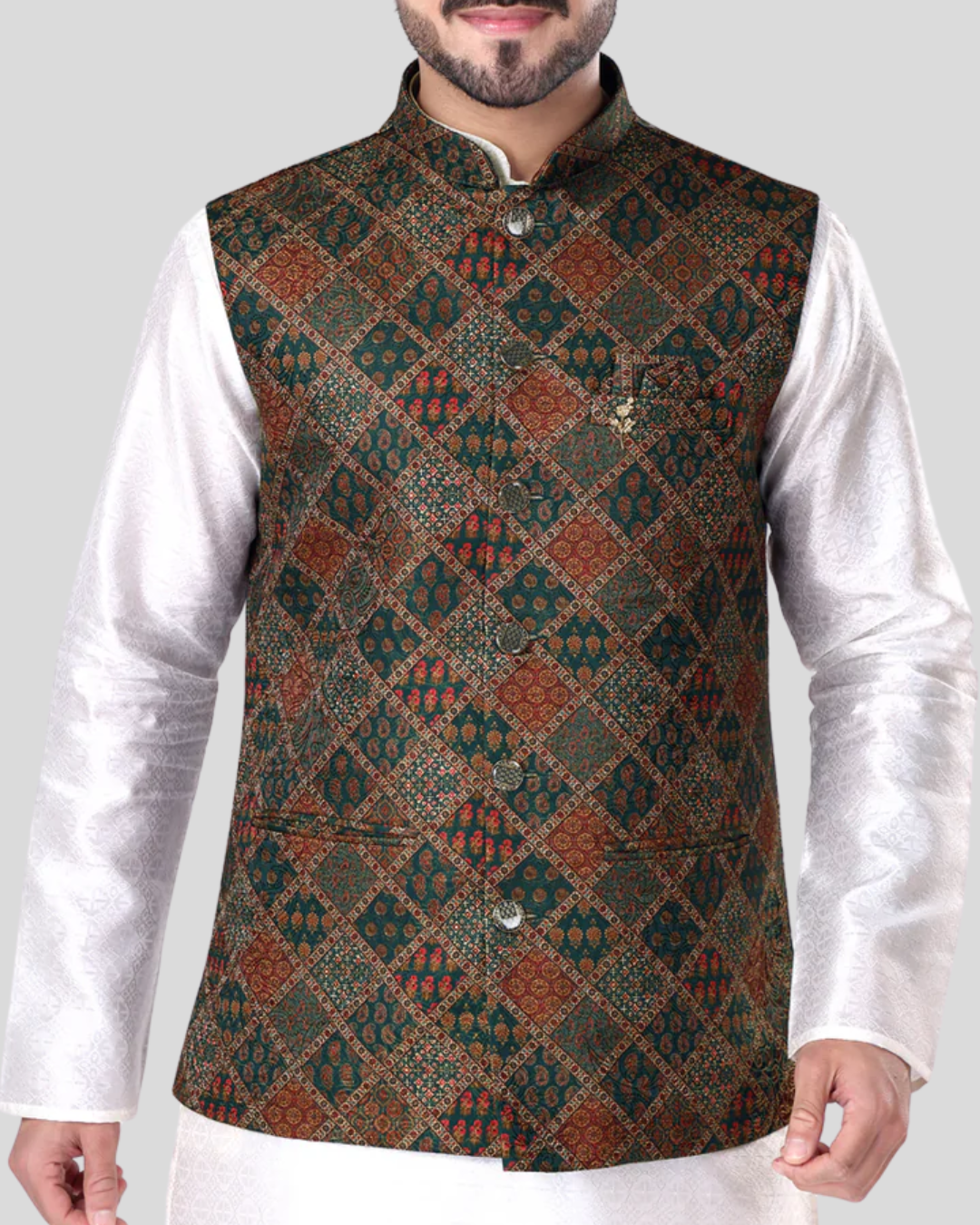 Teal Mirage Nehru Jacket