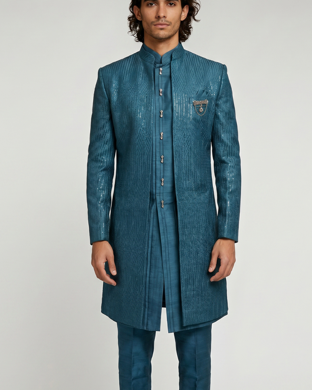 Emerald Three Piece Sherwani