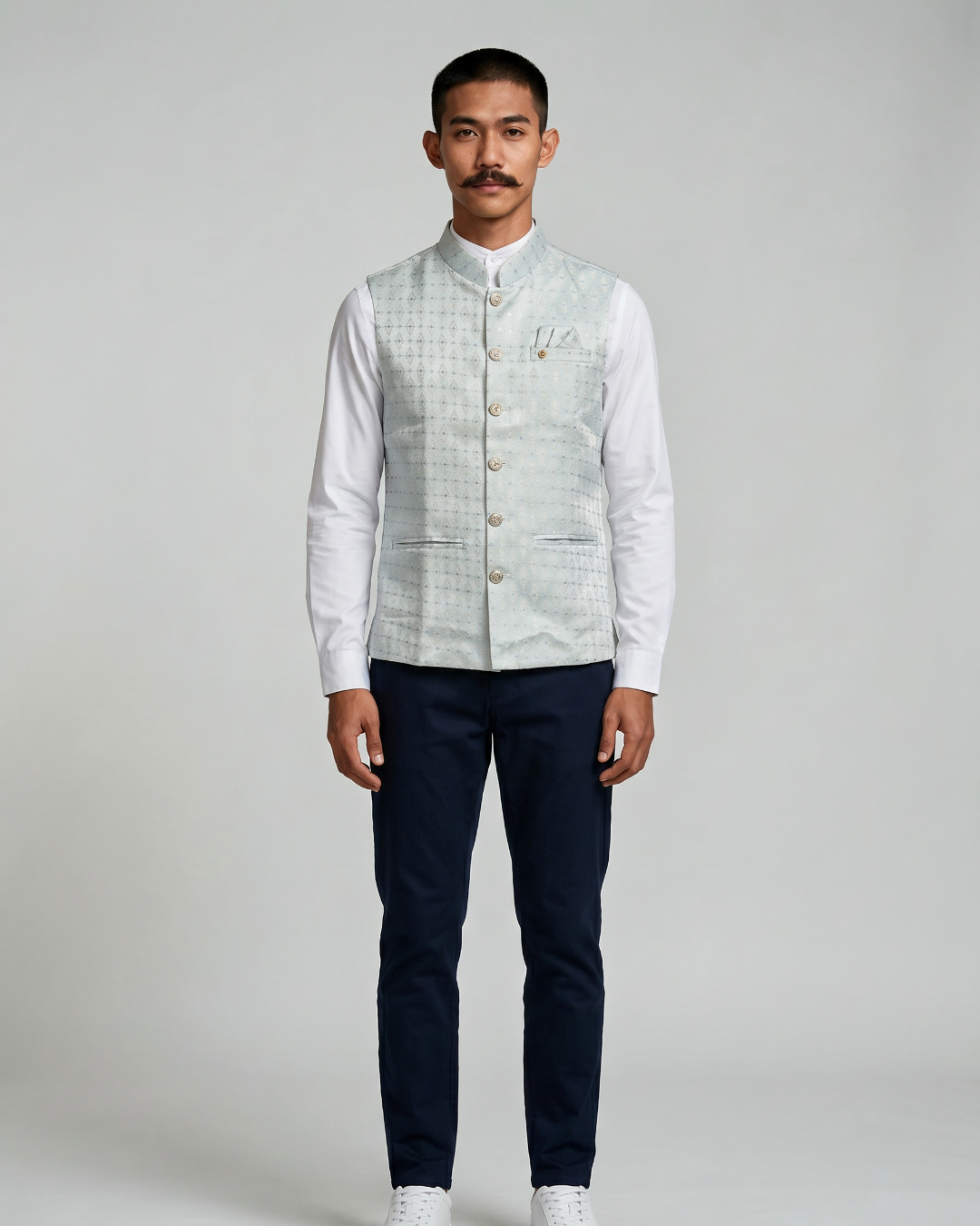 Jaal Ice Blue Nehru Jacket