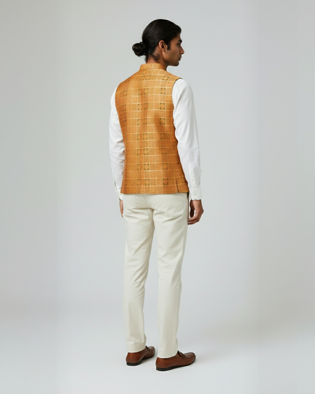 Surya Orange Mens Indian Waistcoat
