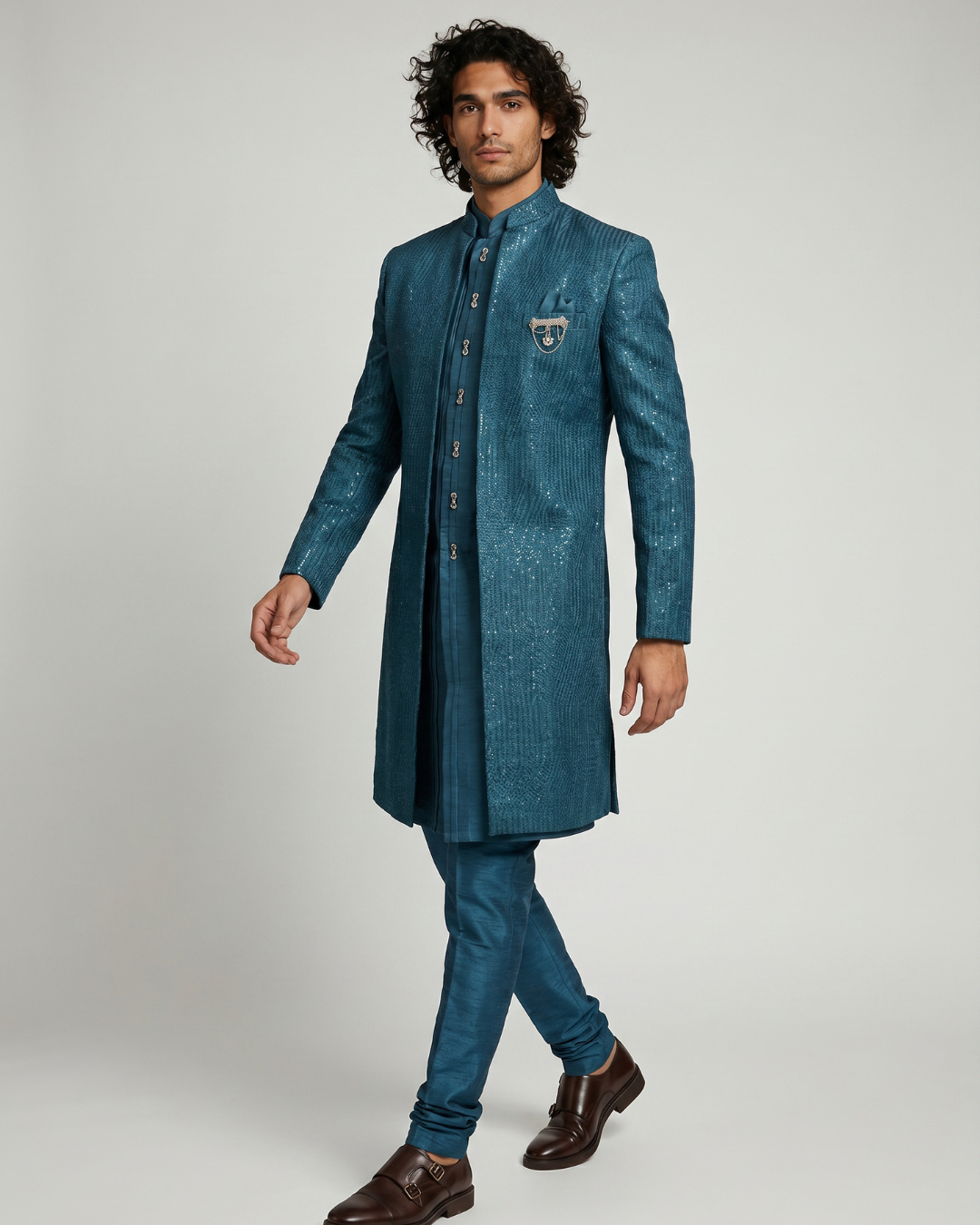 Emerald Three Piece Sherwani