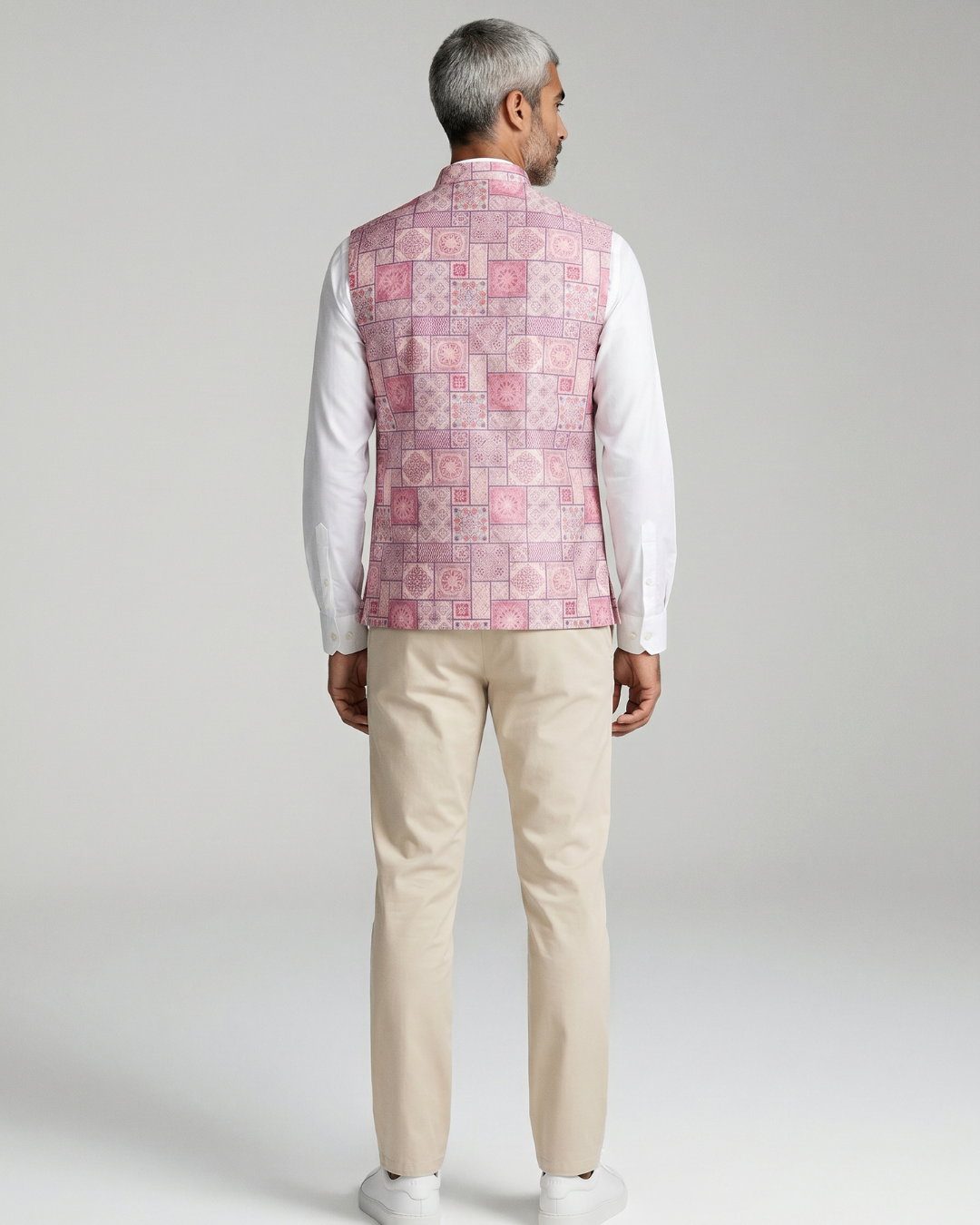 Plum Frame Printed Mens Indian Waistcoat