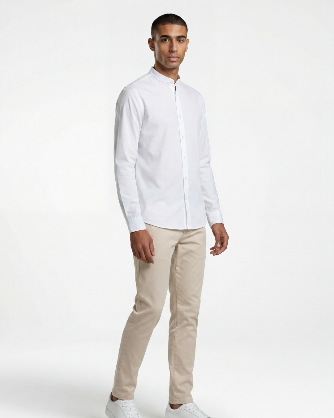 Classic White Grandad Collar Shirt