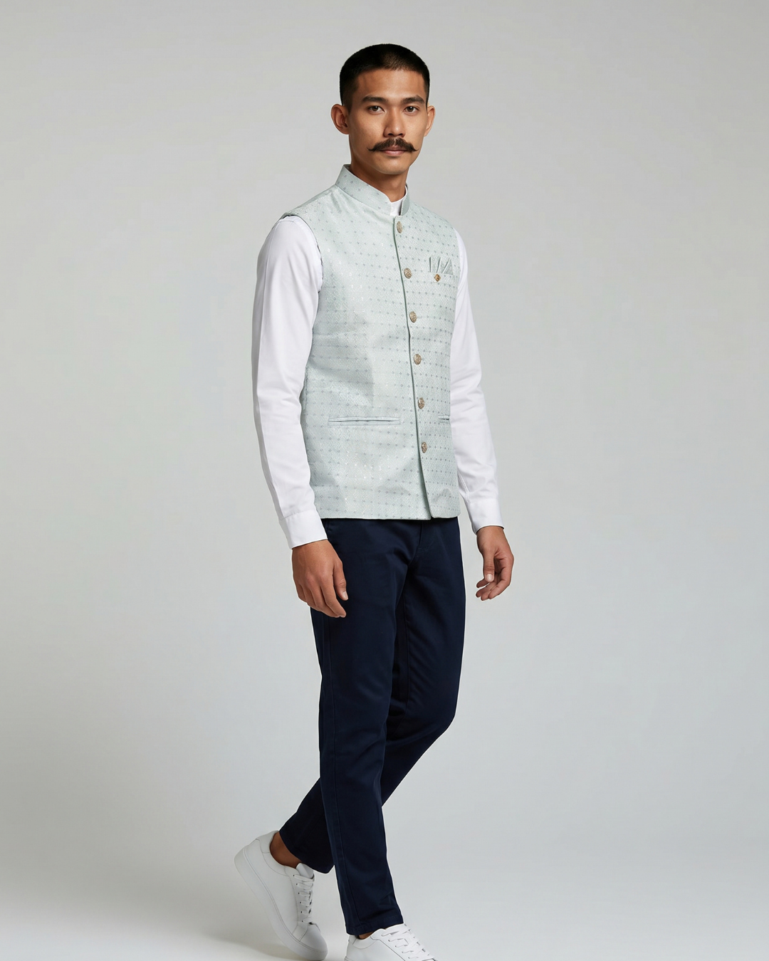 Jaal Ice Blue Nehru Jacket