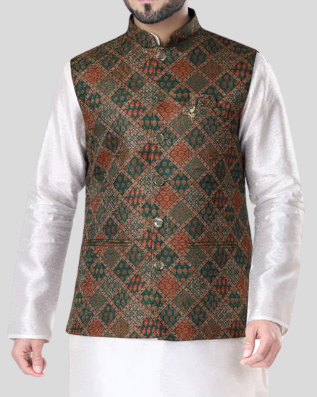 Teal Mirage Nehru Jacket