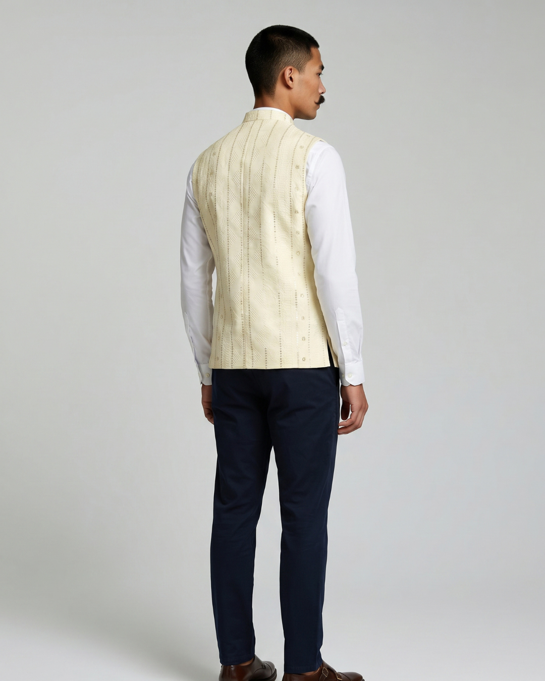 Sequin Ivory Mens Indian Waistcoat