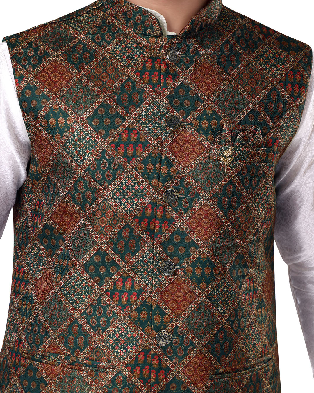 Teal Mirage Nehru Jacket