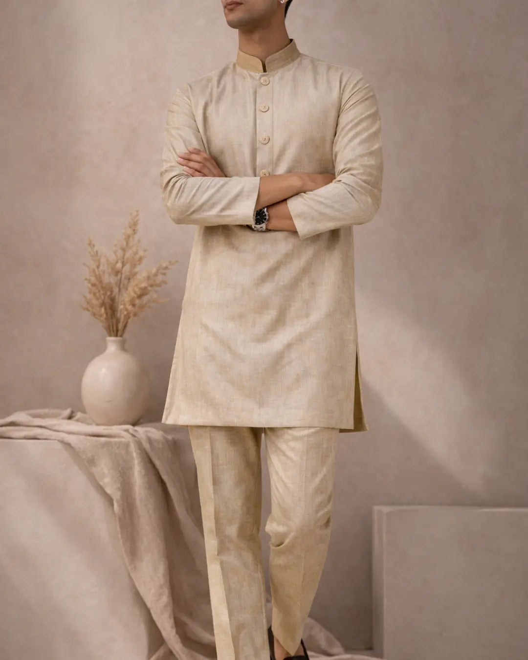Royal Champagne Kurta Indicoat